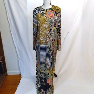 Bendigo Impressions maxi dress / lounge / robe, nursing friendly, sz L